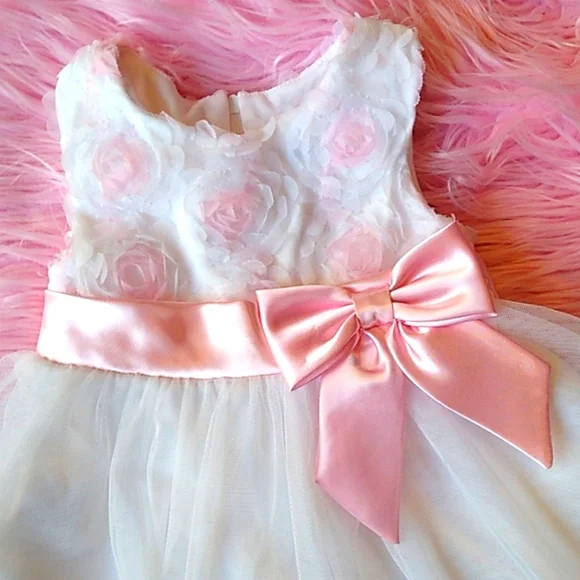Rare Editions Dress Little Girls Sz 3T 🤍White 💕Pink Formal / Occasion - Picture 2 of 10